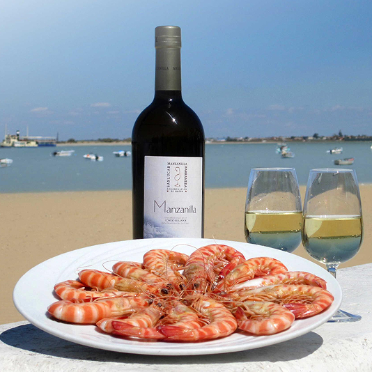 Vino y gambas de Sanlúcar de Barrameda